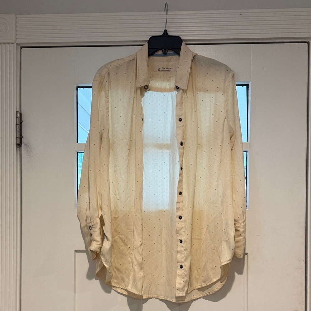 Cream Button-Up “we the free” Shirt